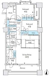 都営大江戸線 両国駅 徒歩5分の賃貸マンション 14階3LDKの間取り