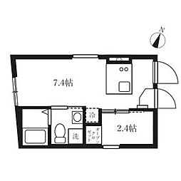 東京メトロ日比谷線 南千住駅 徒歩9分の賃貸マンション 3階1DKの間取り