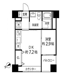 東京メトロ銀座線 稲荷町駅 徒歩8分の賃貸マンション 11階1DKの間取り