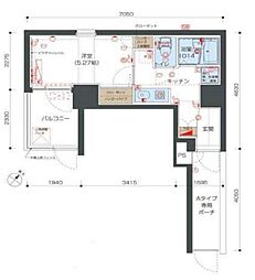 京成押上線 京成曳舟駅 徒歩8分の賃貸マンション 1階1Kの間取り