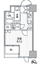 都営新宿線 岩本町駅 徒歩5分の賃貸マンション 9階1Kの間取り