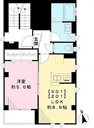 TATSUMIビル 2階1LDKの間取り