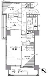パークアクシス日本橋浜町 7階3LDKの間取り