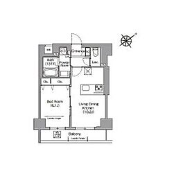 東武伊勢崎線 とうきょうスカイツリー駅 徒歩12分の賃貸マンション 1階1LDKの間取り