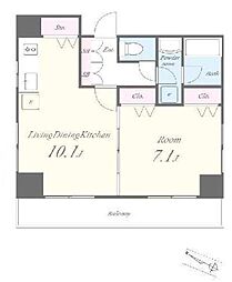 東京メトロ日比谷線 三ノ輪駅 徒歩9分の賃貸マンション 5階1LDKの間取り