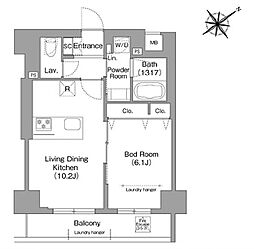 東武伊勢崎線 とうきょうスカイツリー駅 徒歩12分の賃貸マンション 7階1LDKの間取り