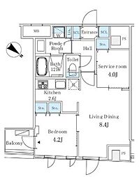 アイビーコート日本橋人形町 7階1SLDKの間取り