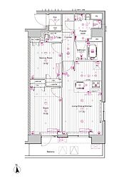 都営大江戸線 新御徒町駅 徒歩5分の賃貸マンション 13階1SLDKの間取り