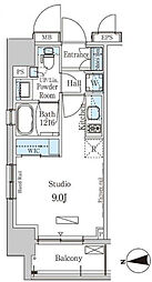 パークアクシス上野・稲荷町 11階ワンルームの間取り