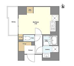 JR総武本線 馬喰町駅 徒歩1分の賃貸マンション 13階ワンルームの間取り