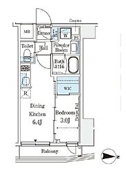 東京メトロ半蔵門線 押上駅 徒歩3分の賃貸マンション 4階1DKの間取り