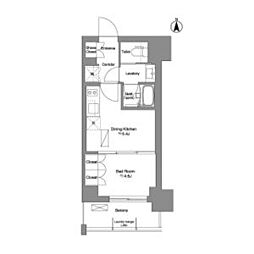 都営大江戸線 新御徒町駅 徒歩3分の賃貸マンション 5階1DKの間取り