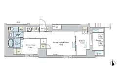 つくばエクスプレス 浅草駅 徒歩1分の賃貸マンション 3階1SLDKの間取り