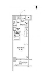 都営新宿線 森下駅 徒歩5分の賃貸マンション 7階1Kの間取り