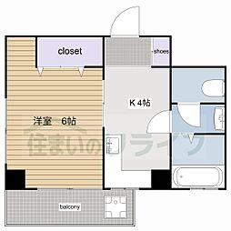 JR山手線 日暮里駅 徒歩3分の賃貸マンション 6階1Kの間取り