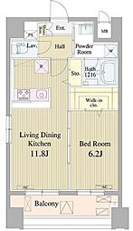 都営新宿線 浜町駅 徒歩3分の賃貸マンション 10階1LDKの間取り