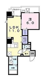 東京メトロ日比谷線 南千住駅 徒歩11分の賃貸マンション 2階1LDKの間取り