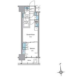 ルフォンプログレ上野稲荷町 1DKの間取図画像