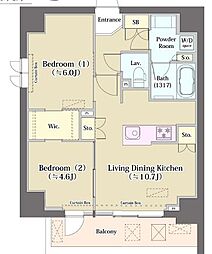 CLIOlabellevie元浅草 2LDKの間取図画像