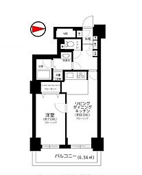 京成本線 日暮里駅 徒歩6分の賃貸マンション 6階1LDKの間取り