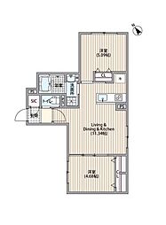 エルファーロ日暮里 2LDKの間取図画像