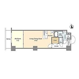 アルファコート西新井 1LDKの間取図画像