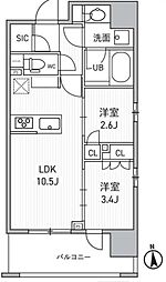台東区元浅草1丁目マンション 2LDKの間取図画像