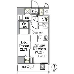 ボアビスタ上野御徒町 1DKの間取図画像