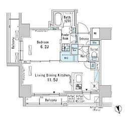 パークアクシス上野 1LDKの間取図画像