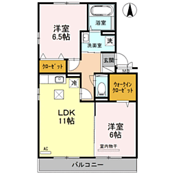 メゾン定正　A 1階2LDKの間取り