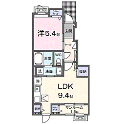 シャルム　アシュリー 1階1LDKの間取り