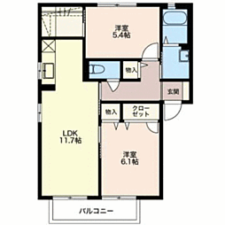 グランコートB 2LDKの間取図画像