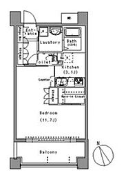 パークアクシス白壁 1階1Kの間取り