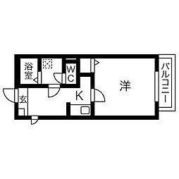 Gallery庄内通 3階1Kの間取り