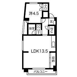 215 第7オオタビル 4階1LDKの間取り