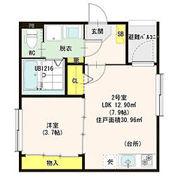 ラフテルR.Y. 1階1LDKの間取り