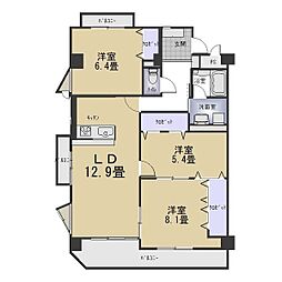 ハイムビーオール 4階3LDKの間取り
