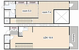 グラン・アベニュー白川公園 11階2LDKの間取り