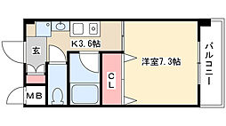 アベニュー大宝 1階1Kの間取り
