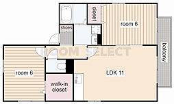 プレストンズ参番館 2階2LDKの間取り