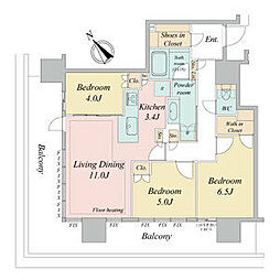 NAGOYA the TOWER(ナゴヤザタワー) 6階3LDKの間取り