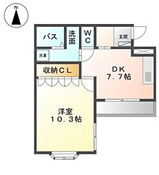 エルアール 2階1DKの間取り