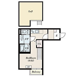 Patina砂田橋 2階ワンルームの間取り
