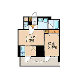 プレミアムコート葵 13階1LDKの間取り