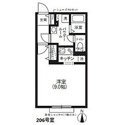 クレストタップ名古屋ウエスト 2階ワンルームの間取り