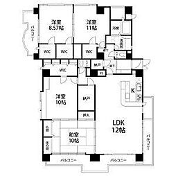 Cent　Bouno 9階4LDKの間取り