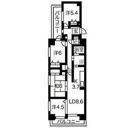 バンベール金山 3階4LDKの間取り