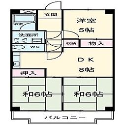 リアライズ矢田川 5階3DKの間取り