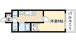 プレサンス新栄リミックス 5階ワンルームの間取り