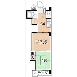 丸和マンション 4階2Kの間取り